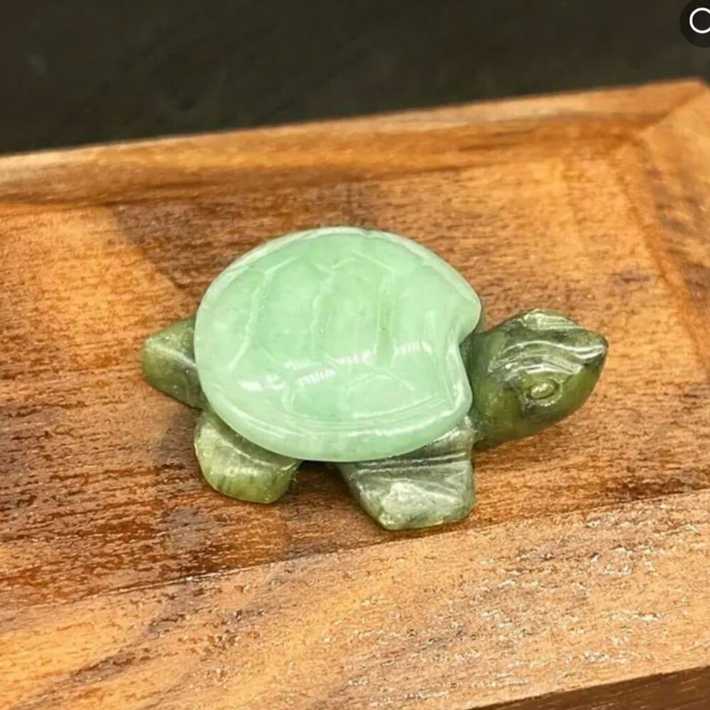 New! Natural Crystal Double Color Turtle in Green Aventurine